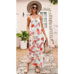 Womens Tropical Boho Plus Size 3XL Casual Summer Maxi Dress Sleeveless Loose